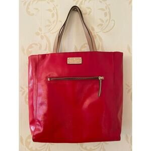 Ladies Size Medium Kate Spade Red Patent Leather Tote Handbag